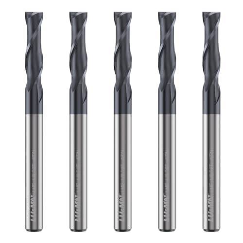 LU&MN Carbide Square End Mill, 2 Flute, 1/8", 5 Piece