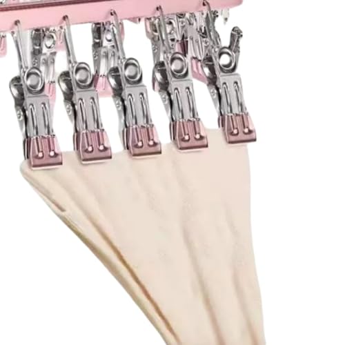 trrcylp Wäscheständer aus Metall mit 36 Clips, winddichter Haken, Faltbarer Wäscheklammer für Socken, BHS, Unterwäsche Kleiderbügel (Rosa)