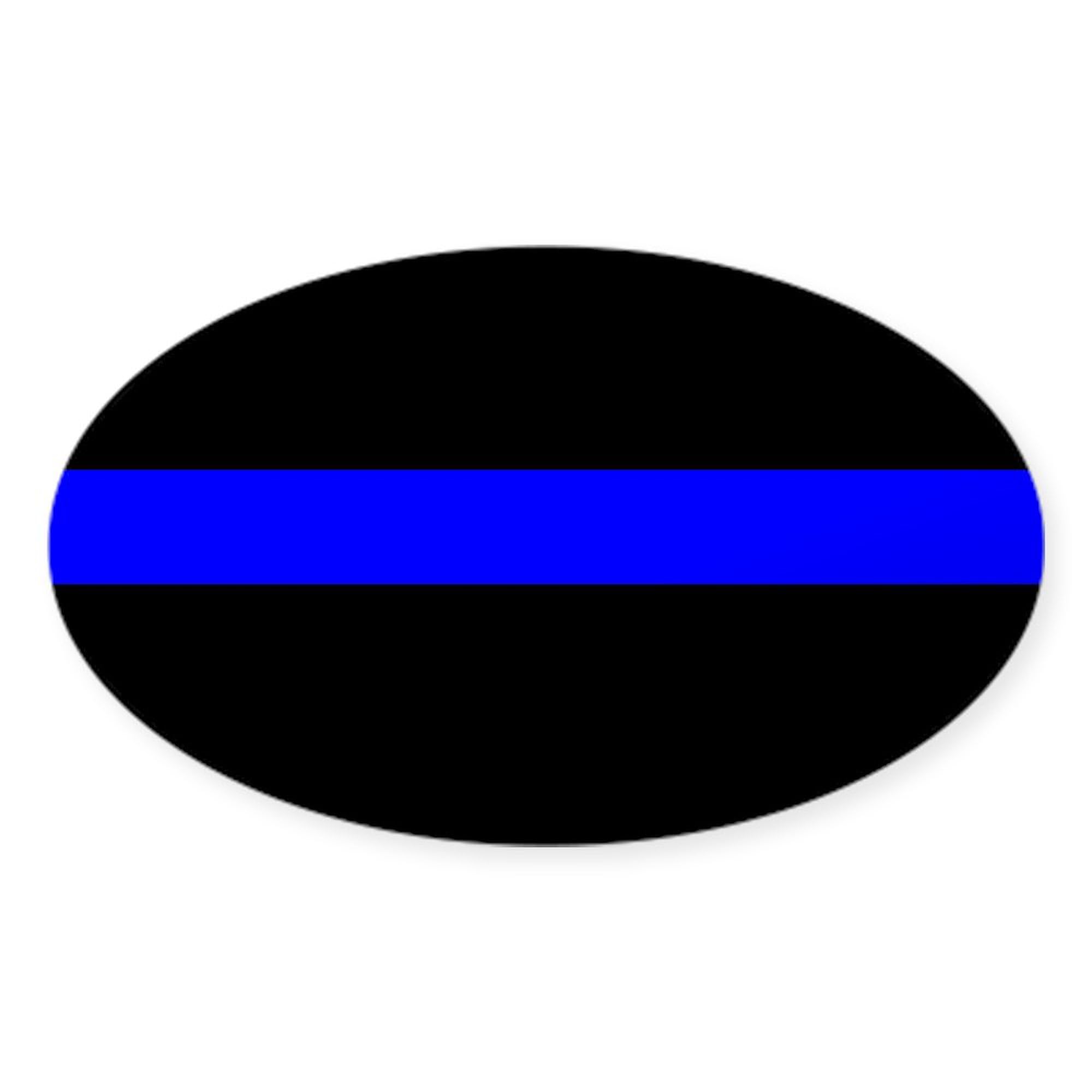 CafePress Police Officer Thin Blue Line Oval Car Bumper Sticker