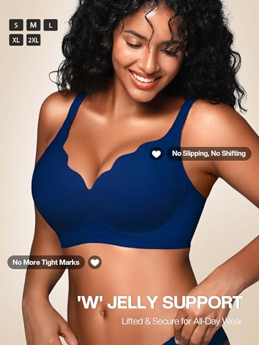 Image of Wireless Jelly Bras for Women No Underwire with Support - S-2XL Seamless Bralettes Everyday Comfort Tshirt Padded Bra