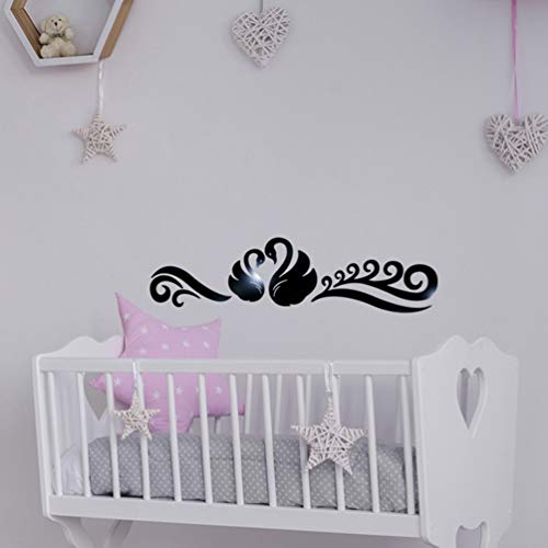 Besportble Window Decals Mirror Wall Sticker Acrylic Swan Crystal Mirror Decals Wallpaper For Home Room Bedroom Office Decoration Size S (Black) Fashion Stickers #TOP5