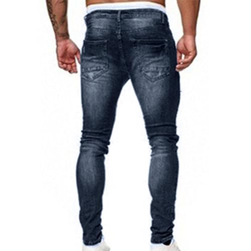 Ripped Jeans for Men Regular Fit Distressed Destroyed Pant Classic Tapered Leg Denim Pants Stretch Washed Skinny Jean2