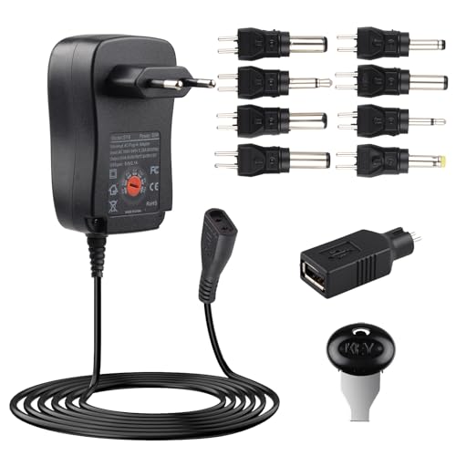 30W 12V 2A Fuente de Alimentación Universal, AC DC Adaptador de Corriente 3V 4.5V 5V 6V 7.5V 9V 12V Fuente de alimentación conmutada con 8 Puntas seleccionables para Dispositivos Electrónicos, 2A Máx