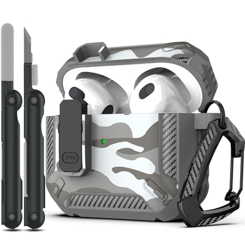 Image of RFUNGUANGO for AirPods 3 Case Carbon Fiber Series, Grey Camo