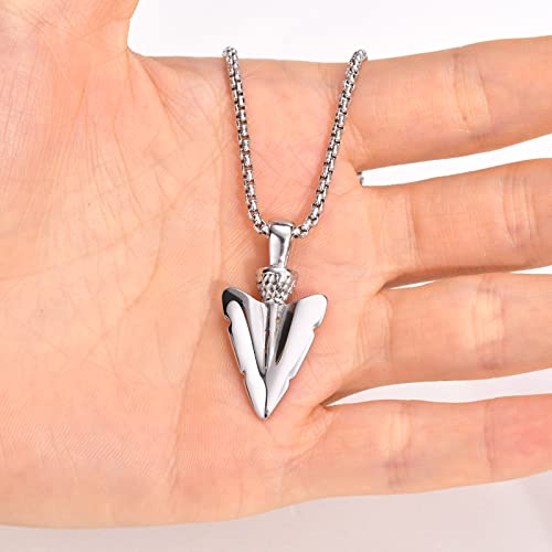 MPRAINBOW Spearpoint Arrowhead Necklaces for Men, Stainless Steel Necklace Pendant Jewelry,Christmas Birthday Gifts for Him Boyfriend4