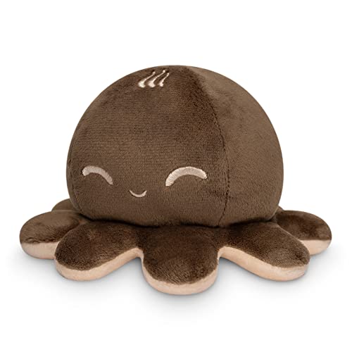 Image of TeeTurtle Reversible Octopus Plushie 4-Inch Coffee + Cream Two-Sided Flip Plush Toy with Embroidered Details - Cute Mini Collectible Plush for Kids, Teens, and Adults
