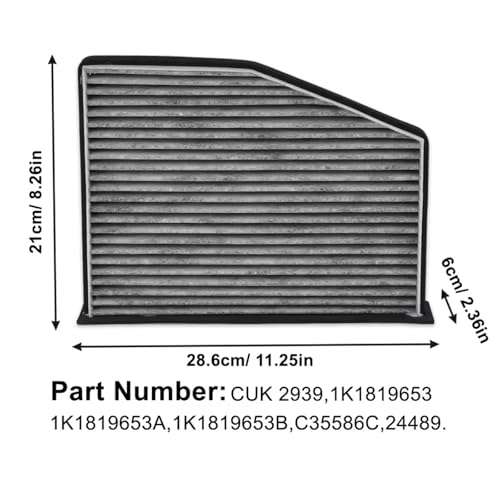 Filtro de aire acondicionado de cabina compatible con Audi S3 y TT 5