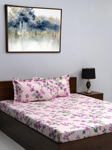 Bombay Dyeing Super Queen Sheet Set, 100% Pure Cotton, 164 Thread Count, Super Queen Sheet Set, Bedsheet with 2 Pillow Covers, Super Soft, Maple Bedsheets Collection (Coral Pink) (B0D3QC9KXL) Amazon Price History, Amazon Price Tracker