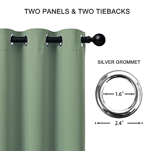 JSFLY 100% Blackout Curtains 63 inch Length for Bedroom, Thick Noise Reduction Thermal Insulated Grommet Window Drapes Room Darkening Curtains for Living Room, 2 Panels (52x63 inches,Greyish Green) by JSFLY - Image 3