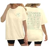 Consider The Lilies Shirt for Women - Christian Jesus Tshirt with Scripture - Faith Shirts - Bible Verse Tee - Religious and Positive Tshirts Men - Inspirational God Outfit (Ivory-XL)