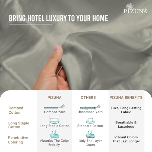 Image of Pizuna 100% Cotton Bedsheet Super King Size Silver, 800 Thread Count Long Staple Combed Cotton Flat Bedsheets 108x108 Inches with 4 Pillow Covers, Bed Sheet for Super King Size Bed