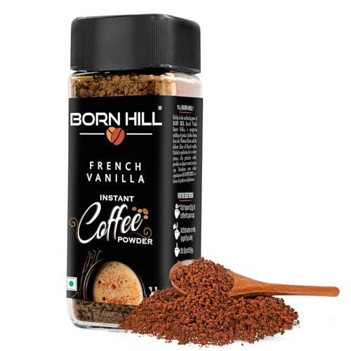 Image of BORN HILL Flavored Instant coffee powder Combo, 2x50g | French Vanilla & Dark Chocolate Flavours | Makes 50 cups | 100% Arabica 0% Chicory | Hot & Cold Brew
