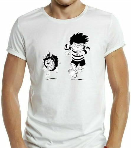 Doctor Li Dennis The Menace - Camiseta de manga corta unisex con cuello redondo, diseño retro de cómics del Reino Unido, color blanco, blanco, M