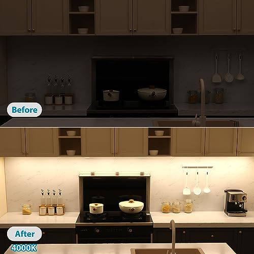 Image of Litever Under Cabinet Lighting Plug in. 3 Light Bar Kit. Cool White 4000K. | 3 x 12 Inches LED Light Bars. Super Bright Dimmable Linkable for Kitchen Undercabinet Counter Shelf Pantry Closet Display.