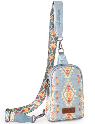 Wrangler Bolsa tiracolo asteca feminina com estampa do sudoeste com alça removível, Jeans