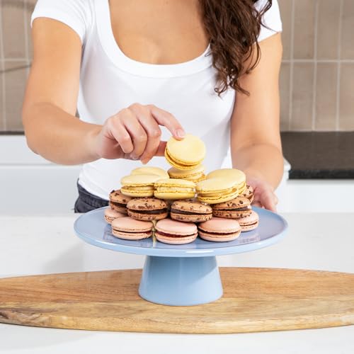 The Cake Stand – 10 Inch Gloss Ceramic Pedestal Cake Stand, Modern Footed Dessert Stand for Cakes, Cupcakes, Cookies & More (Periwinkle) by PTB - Image 2