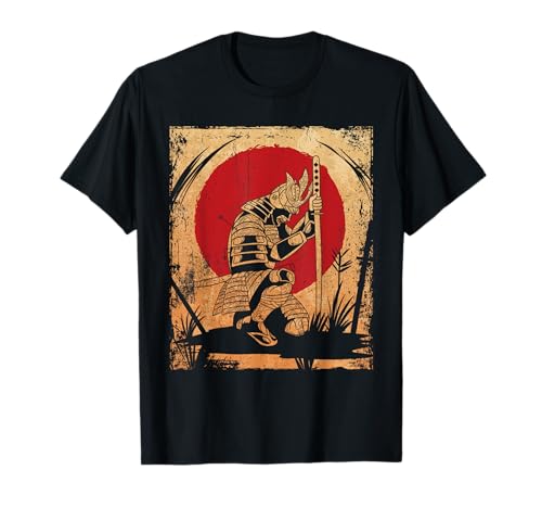 Samurai arte giapponese vintage combattente retrò Maglietta