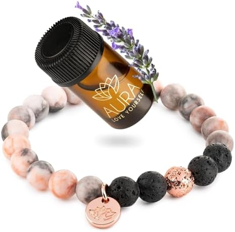 Beaded Bracelets for Women Lava Rock Essential Oil diffuser bracelet Healing Crystal Stone Bead Bracelet Birthday Gift for Mom Stress Relief Calming Energy Aromatherapy Gifts Yoga Selfcare Bracelet