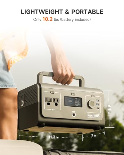 RUNHOOD Solar Generator Rallye 600 Mini Pro, 324WH Portable Power Station Swappable&Replaceable Batterie, 2X600W(Peak 1200W) Pure Sine Wave AC Outlet Power Station for Outdoors Camping/CPAP/HomeUse - Image 6