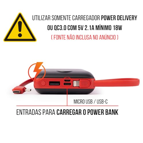 Power Bank Carregador Portátil 20.000mAh Digital compatível com iPhone e Samsung
