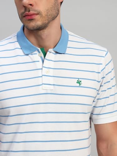 Image of Cantabil Men's Striped Polo Neck Half Sleeves Casual T-Shirt (P MTSH00895)
