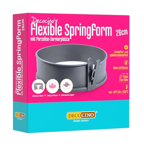 Dekoback GmbH DECOCINO Springform Ø 26 cm - mit Porzellanboden - hochwertige Backform mit Antihaftbeschichtung zum Backen von Kuchen Torten uvm. - spülmaschinengeeignet