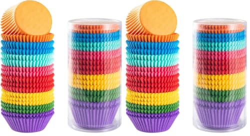 Image of Bright Rainbow Standard Cupcake Liners Solid Colorful Paper Baking Cups 400-Count (Pack of 2)