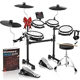 AKLOT B-CORE530 Electric Drum Set: Dual-Zone Quiet Mesh Drum Pads, 10’’ Dual-Trigger Cymbals, Height-Adjustable Rack, 360 Sounds, USB MIDI, Lesson Book, Throne, Sticks, Headphones
