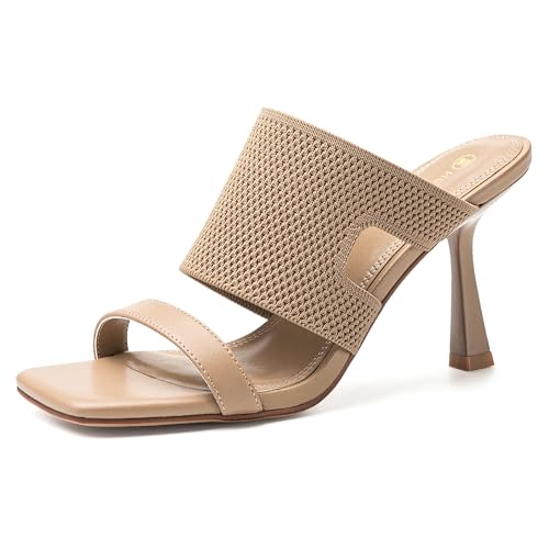 Women's Square Toe Stiletto Sandals - Elegant High Heels for Evening, Parties & Daily Outfit