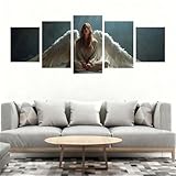 Diamond Painting Mädchen, 5 Stück Engel Diamant Painting Bilder Diamant Malerei Kit, DIY 5D Full Drill Crystal Art Set Kreuzstich Stickerei Malerei Mosaik Set für Wanddeko Geschenke 300x150cm B0-108