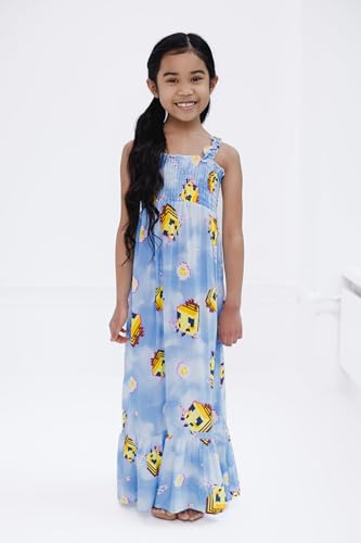 Minecraft Girls Square Neck Smocked Maxi Dress Toddler to Big Kid Sizes (4T - 16)4