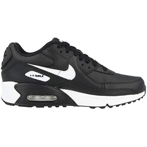 Nike Unisex-Child Air Max 90 Leather Ankle-High Fashion Sneaker, Black/White-Black, 4.5 Big Kid #TOP2