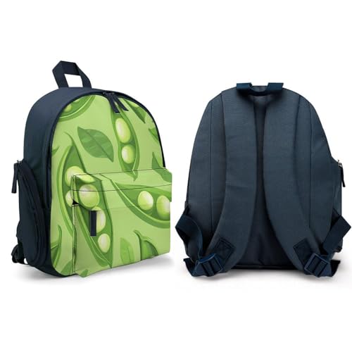 Pea Pod Green Leaves Small Travel Laptop Backpack Casual Daypack with Side Pockets for Shopping Work4