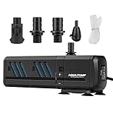 ZAOJIAO Submersible Water Pump 300GPH (1200L/H, 12W), Ultra Quiet 4-in-1 Outdoor Fountain Pump with 3.9ft High Lift, Pond Water Pump with 3 Nozzles for Fish Tank, Pond, Aquarium, Statuary, Hydroponics