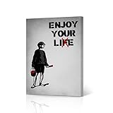 HB Art Design Enjoy Your Life Street Art Painting Mural Graffiti Banksy Canvas Wall Art Print Living Room Bedroom Kitchen Bathroom Office Dorm Room Modern Decor Ready to Hang - 12x8