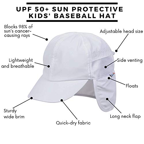Swimzip Upf 50 Kids Sun Hat - Neck Flap & Adjustable Tightener | White 0-6 Month #TOP1