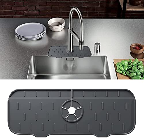 Kitchen Silicone Handle Drip Catcher Tray Mat Faucet Sink Splash Guard For Kitchen Accessories Faucet Water Catcher Mat Behind Faucet Sink Protectors For Kitchen Countertop (Pink) #TOP2