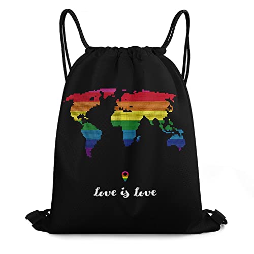 COWDIY Pride Stuff Drawstring Bag, Pride String Backpack Bag with Lightweight & Waterproof Honeycomb Lattice Polyester, Pride Gift Accessories for Gay Lesbian LGBTQ