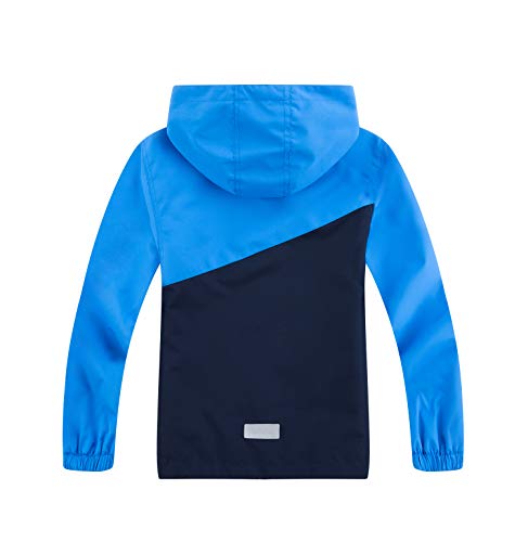 Loktarc Toddler Boys Girls Color Block Rain Jacket Lightweight Waterproof Raincoat Outdoor Windbreaker Blue 4-5 Years/Size 110 #TOP2