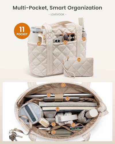 LOVEVOOK Puffer Tote Bag para mujer con portavasos miniatura 4