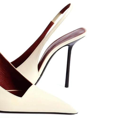 Image of Slingback Heels for Women Pointed Toe Stiletto High Heels Stretch Slip on Backless Patent Leather Fashion Comfortable Dress Pumps Shoes