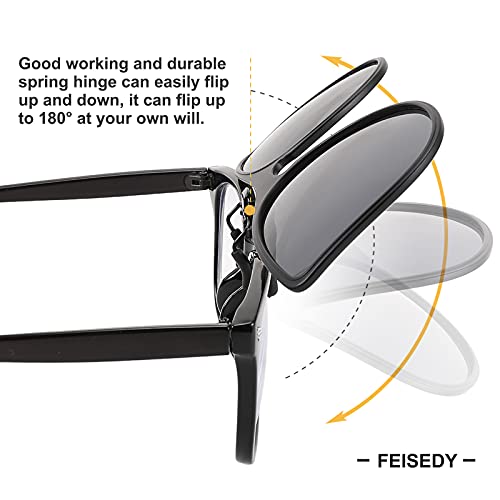 FEISEDY Cat Eye Polarized Clip-On Sunglasses Men Women over Glasses Driving Outdoor B27643