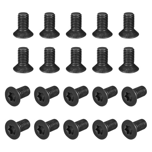 sourcing map Lot de 50 vis à métaux Torx à tête plate M10-1,5 x 20 mm, alliage d'acier de qualité 10,9, tête fraisée, filetage complet, finition oxyde noir