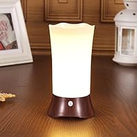 WRalwaysLX - Lámpara de mesita de noche, lámpara de mesa con sensor de movimiento LED, luz nocturna USE 3 pilas AA, luz alimentada para la vida, cama, dormitorio, cuarto de baño, pasillo, cocina, etc.