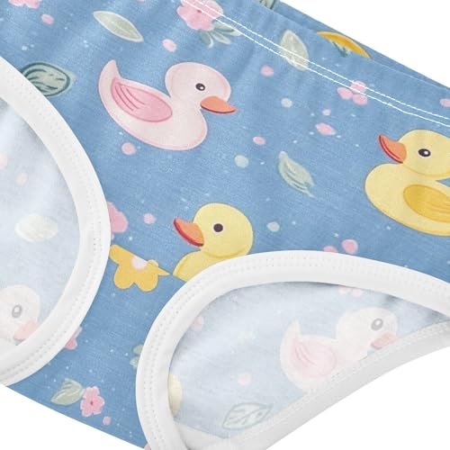 Wusikd Ducks Blue Girls' Underwear Cotton Pink Flowers Girls Briefs Soft Toddler Underwear 2T4
