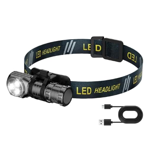 Linterna frontal recargable LED de 3 modos con haz ancho para casco y acampada