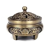 Wallfire Incense Burner Kirin Carved Pure Copper Sandalwood Three- Legged Stove Office Home Chinese Style Incense Burner with Lid