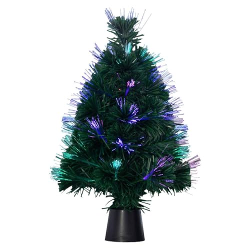 FEERIC Christmas - Arbre de Noël Lumineux Sapin Artificiel Vert en Fibre Optique Multicolore H 45 cm