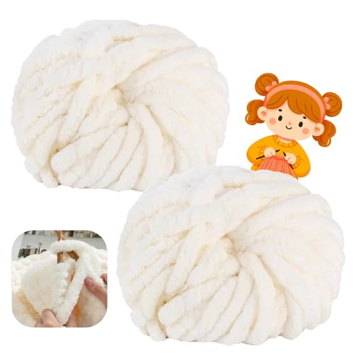Lana Gruesa para Tejer a Mano 500 g (250 g x 2) aprox. 54 m, Chunky Yarn XXL Lana Gorda para Alfombras, Manta, Sombrero, Bufanda (01)