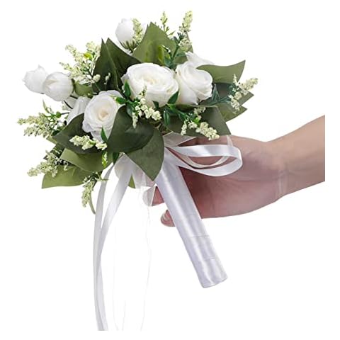 Ochine Bride & Bridesmaid Bouquets for Wedding, Wedding Bouquets for Bride Bridesmaid, Silk Bride Bridesmaid Hand Holding Flower Bouquet for Valentines Day Decor Wedding Party Supplies Home Decor Cover